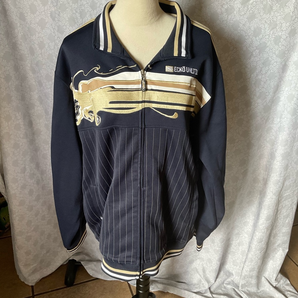 Marc Ecko Black and Gold Striped Jacket